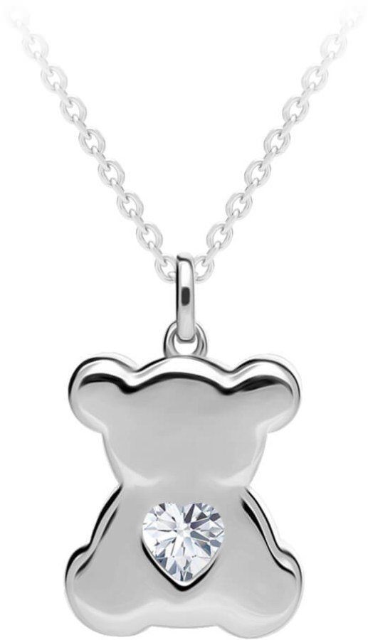Preciosa Stříbrný náhrdelník Shiny Teddy s kubickou zirkonií Preciosa 5326 00 (řetízek, přívěsek) - Náhrdelníky