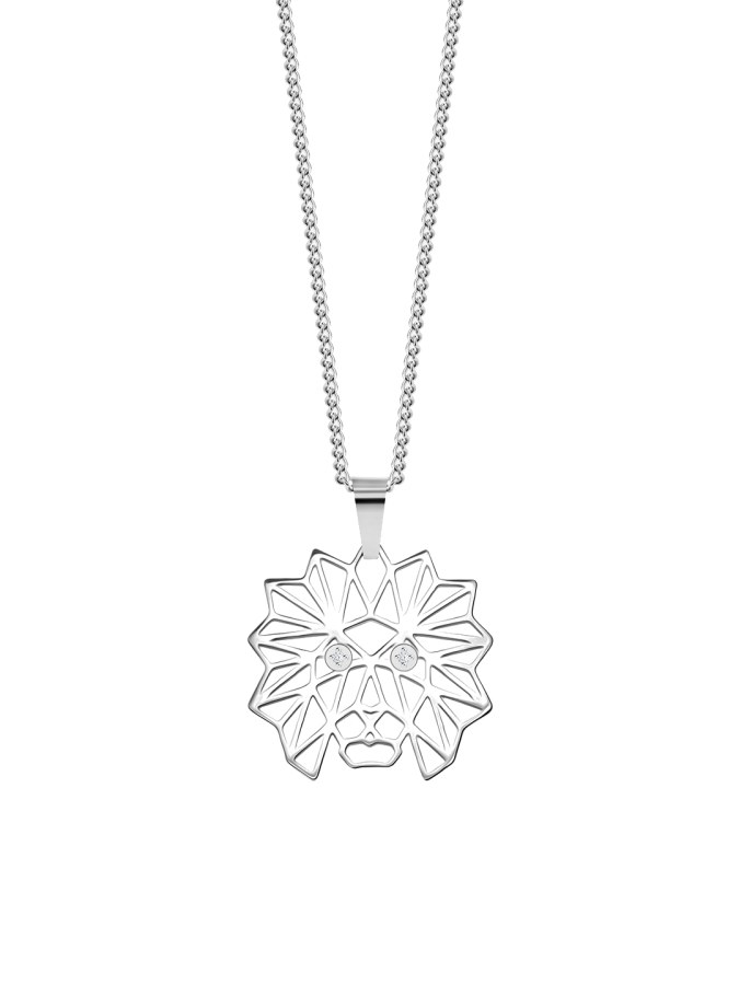 Preciosa Stylový ocelový náhrdelník Origami Lion s kubickou zirkonií Preciosa 7442 00 - Náhrdelníky