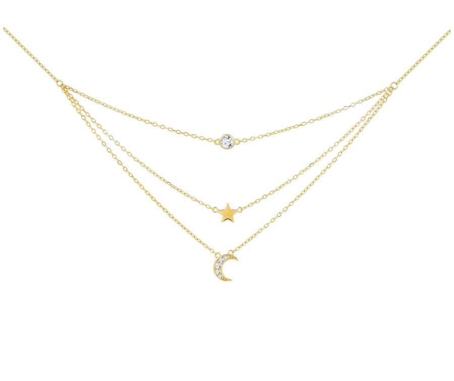 Preciosa Trojitý pozlacený náhrdelník s kubickou zirkonií Moon Star 5362Y00