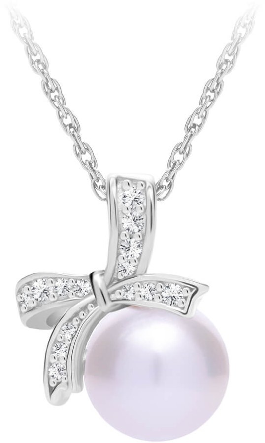 Preciosa Třpytivý stříbrný náhrdelník Naurica s říční perlou a kubickou zirkonií Preciosa 5310 00 - Náhrdelníky