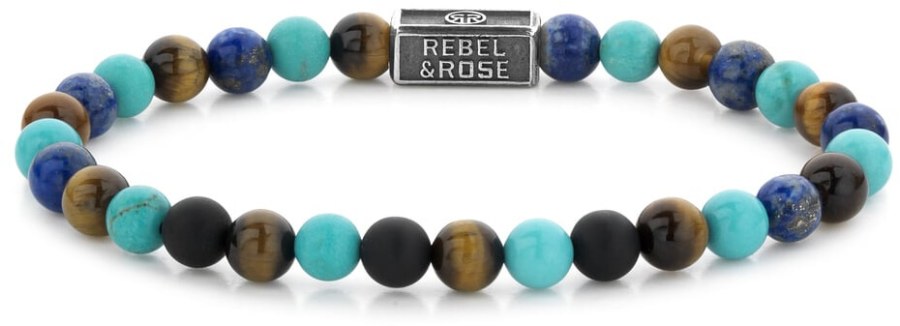 Rebel a Rose Korálkový náramek Mix Turquoise 925 RR-6S006-S 16,5 cm - S - Náramky Korálkové náramky