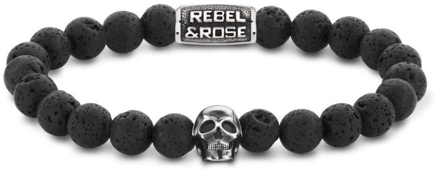 Rebel a Rose Korálkový náramek Skull Black Moon RR-SK001-S 17,5 cm - M - Náramky Korálkové náramky