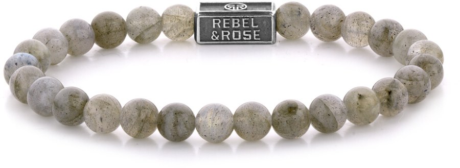 Rebel a Rose Stříbrný korálkový náramek Labradorite Shield RR-6S005-S 15 cm - XS - Náramky Náramky z minerálů