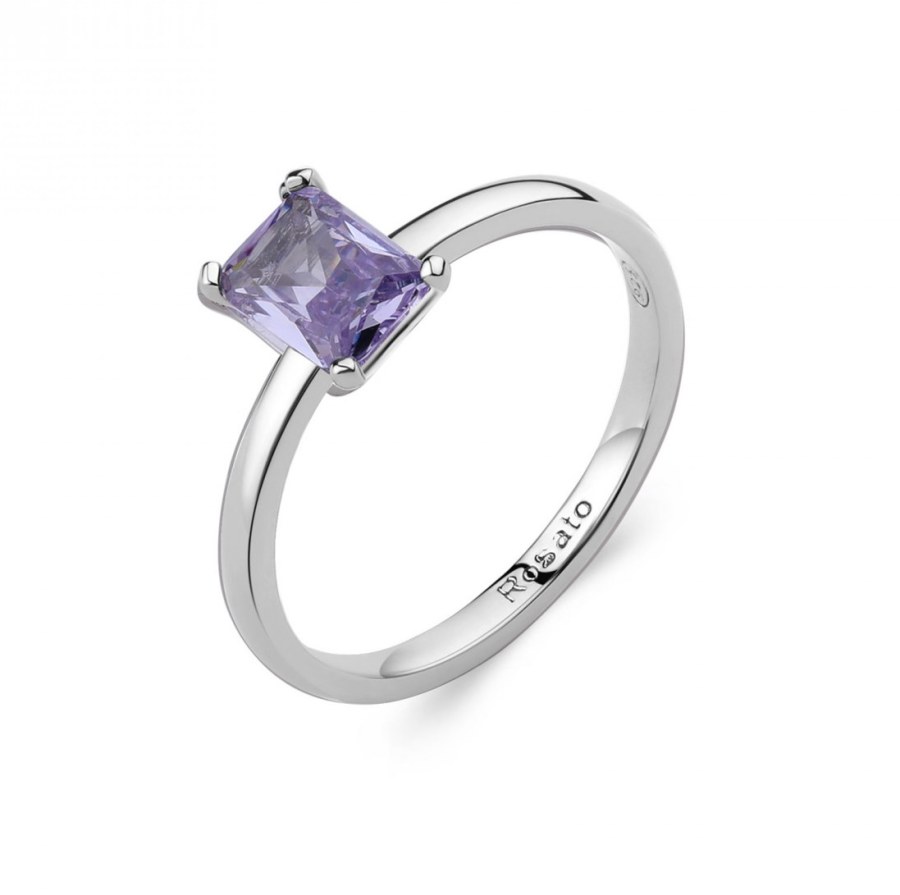 Rosato Minimalistický stříbrný prsten s fialovým zirkonem Allegra RZAL061 56 mm - Prsteny Prsteny s kamínkem