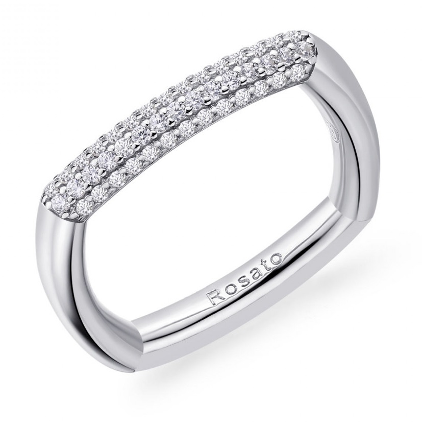 Rosato Stylový stříbrný prsten se zirkony Bianca RZBI31 58 mm - Prsteny Prsteny s kamínkem