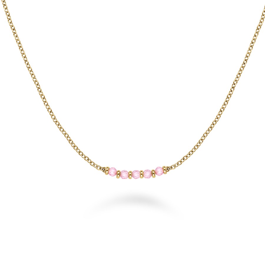Rosefield Jemný pozlacený náhrdelník s růžovými korálky Essentials JNPRG-J811 - Náhrdelníky