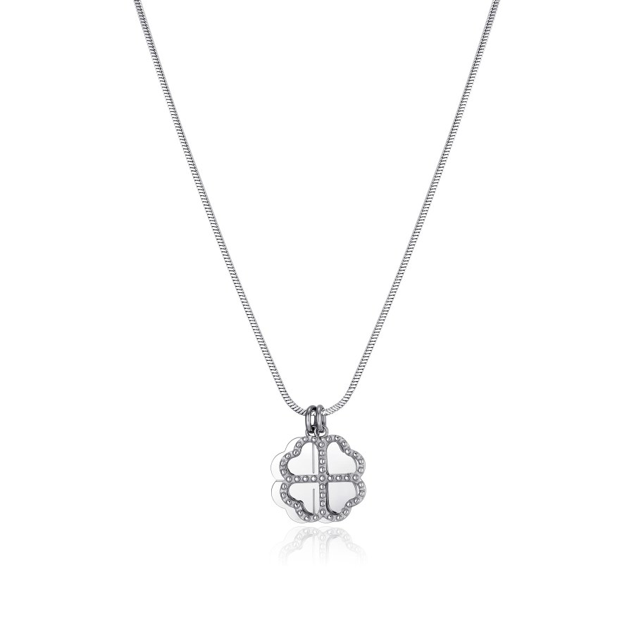 S`Agapõ Krásný ocelový náhrdelník se čtyřlístky Message SSG21