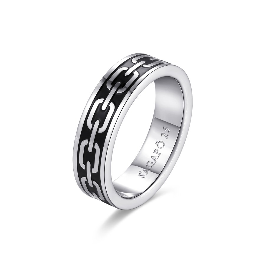 S`Agapõ Masivní ocelový prsten pro muže Ripple SRP37 59 mm - Prsteny Prsteny bez kamínku