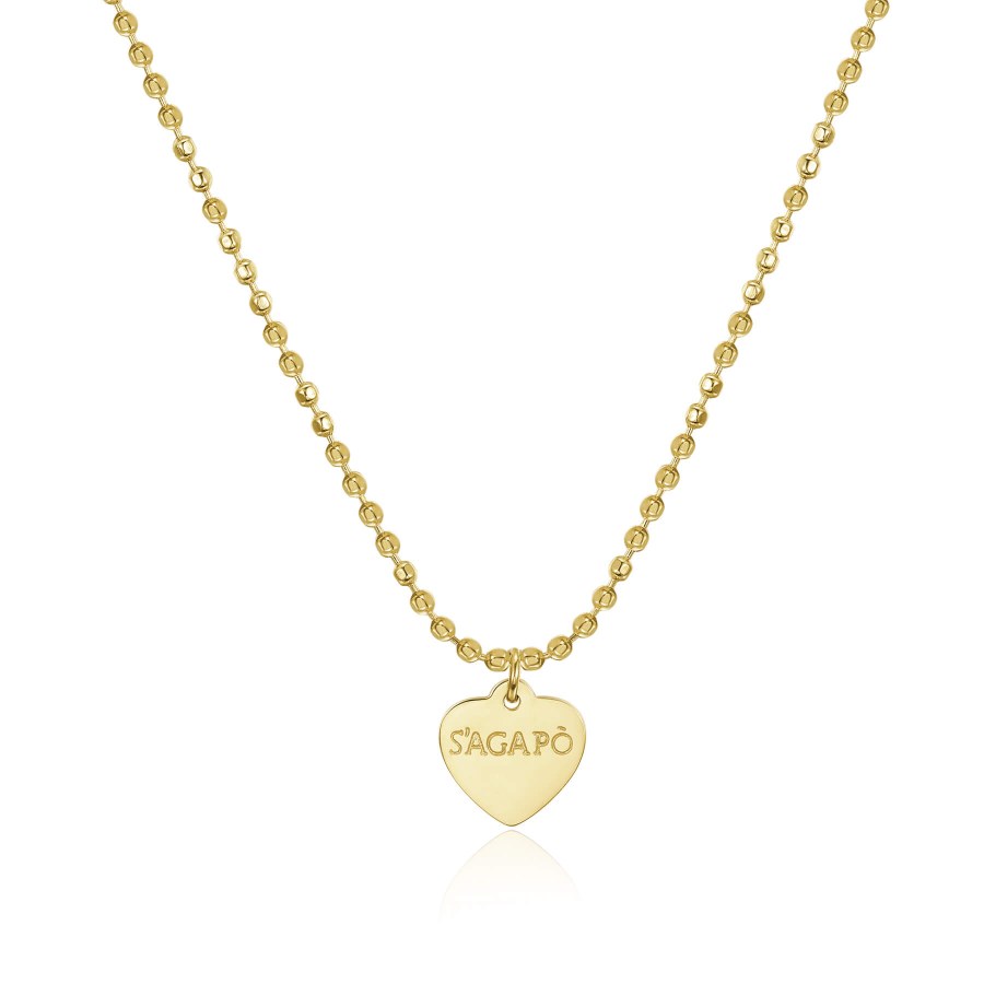 S`Agapõ Pozlacený náhrdelník srdce Happy SHAC43 - Náhrdelníky