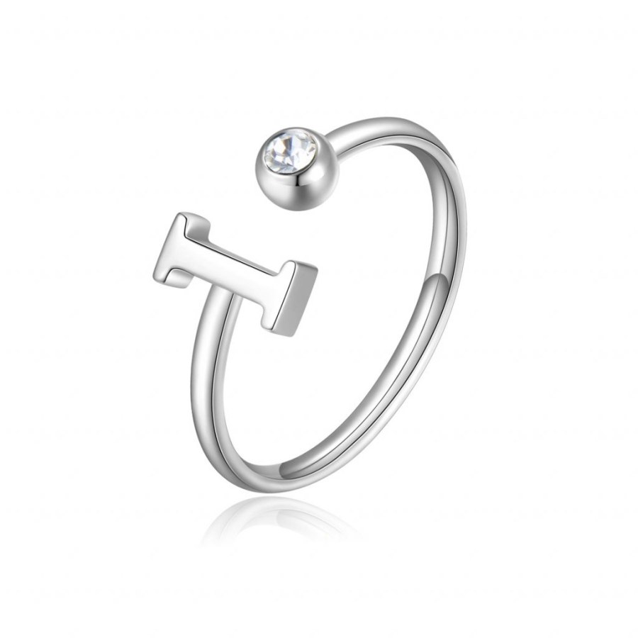 S`Agapõ Stylový ocelový prsten I s krystalem Click SCK180 - Prsteny Otevřené prsteny