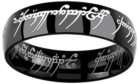 Silvego Černý ocelový prsten moci z filmu Pán prstenů RRC5623 48 mm - Prsteny Prsteny bez kamínku