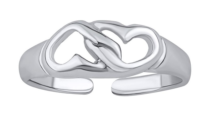 Silvego Otevřený stříbrný prsten na nohu srdíčka Acana PRM12186R - Prsteny Prsteny bez kamínku
