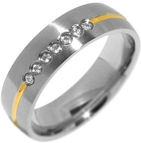 Silvego Snubní ocelový prsten pro ženy PARIS RRC2048-Z 48 mm - Prsteny Snubní prsteny Snubní prsteny s kamínkem
