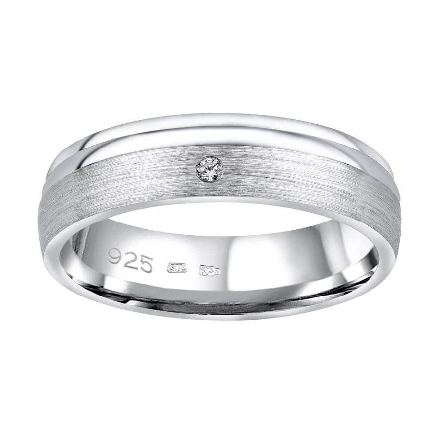 Silvego Snubní stříbrný prsten Amora pro ženy QRALP130W 48 mm - Prsteny Prsteny s kamínkem