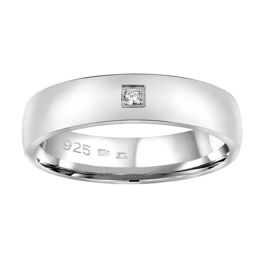 Silvego Snubní stříbrný prsten Poesia pro ženy QRG4104W 55 mm - Prsteny Prsteny s kamínkem