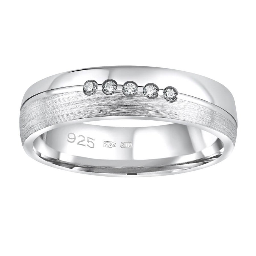 Silvego Snubní stříbrný prsten Presley pro ženy QRZLP012W 48 mm - Prsteny Prsteny s kamínkem