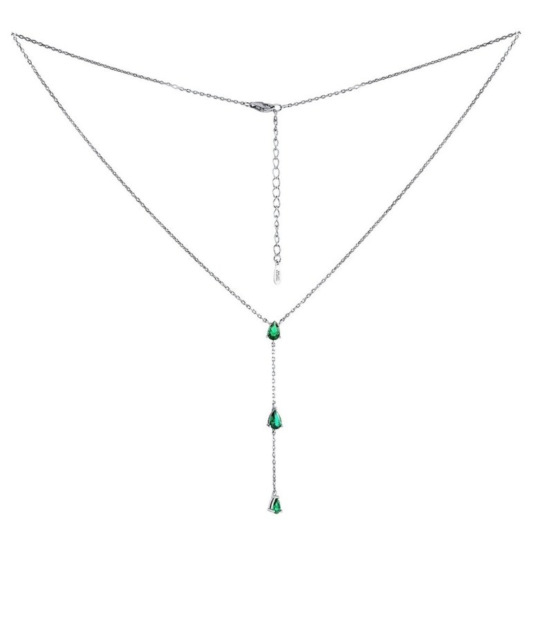Silvego Stříbrný náhrdelník Gryn se zelenými zirkony Brilliance Zirconia MSS1023NG - Náhrdelníky