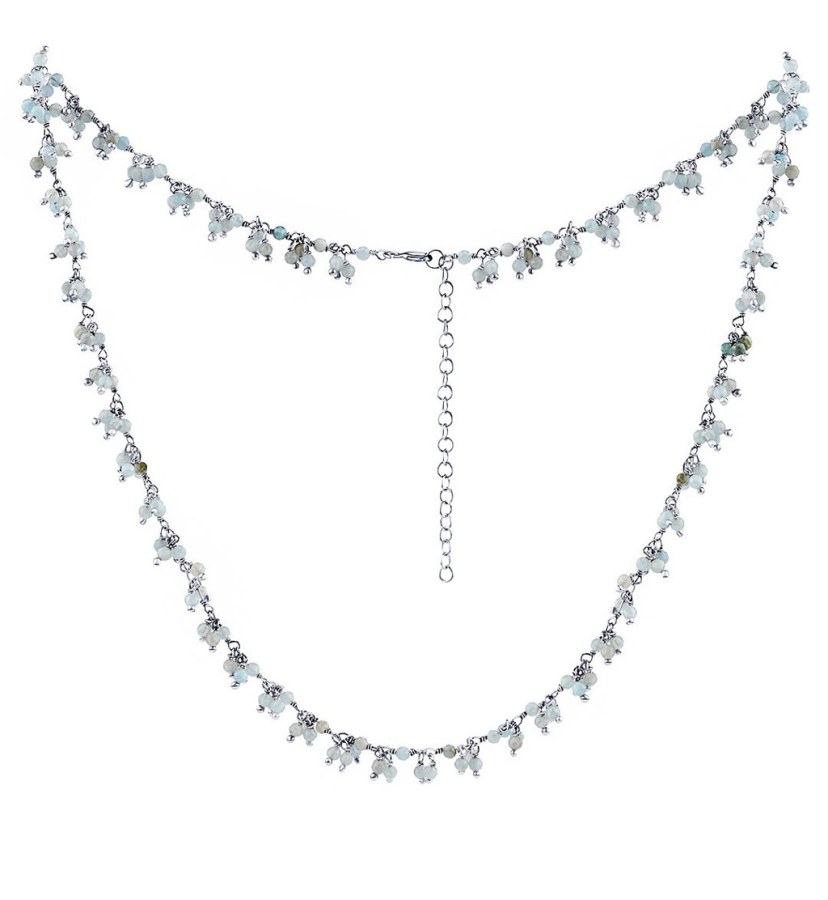 Silvego Stříbrný náhrdelník s pravým Akvamarínem Bern INS1015NAQ