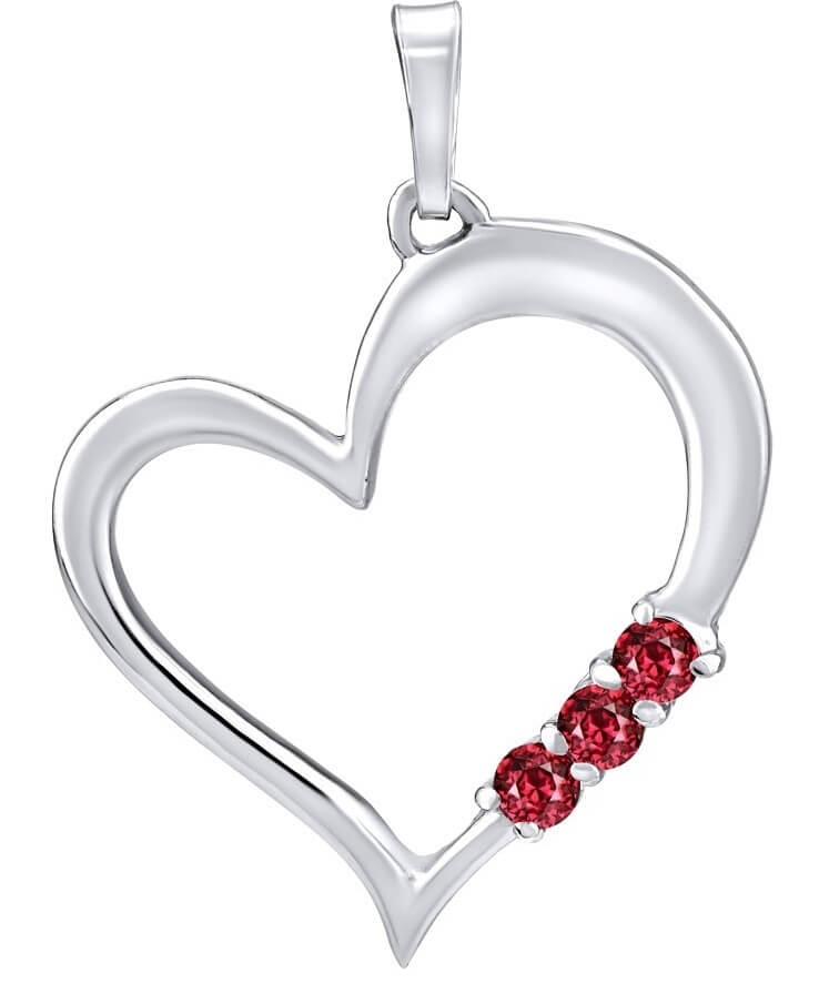 Silvego Stříbrný přívěsek Srdce s červenými krystaly Swarovski SILVEGO11580R