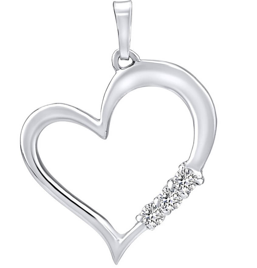 Silvego Stříbrný přívěsek Srdce s čirými krystaly Swarovski SILVEGO11580w - Přívěsky a korálky