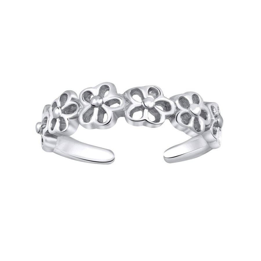 Silvego Stříbrný prsten na nohu s květinami PRMR11673 - Prsteny na nohu