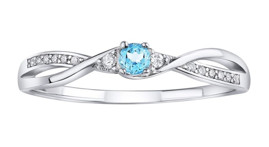 Silvego Stříbrný prsten s modrým Topazem a Brilliance Zirconia JJJR1100TS 58 mm - Prsteny Prsteny s kamínkem
