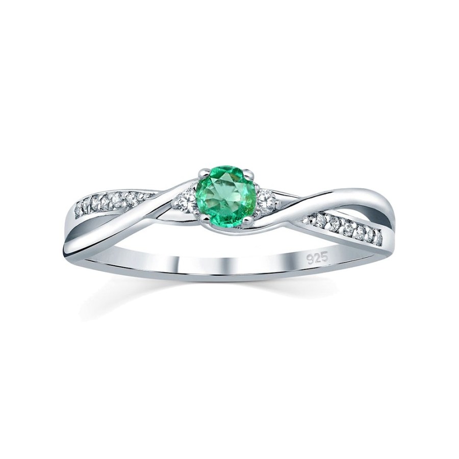 Silvego Stříbrný prsten s pravým přírodním smaragdem JJJR1100ER 52 mm - Prsteny Prsteny s kamínkem