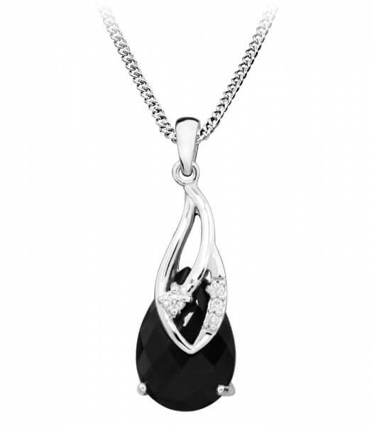 Silver Cat Elegantní náhrdelník s černým zirkonem SC387 - Náhrdelníky