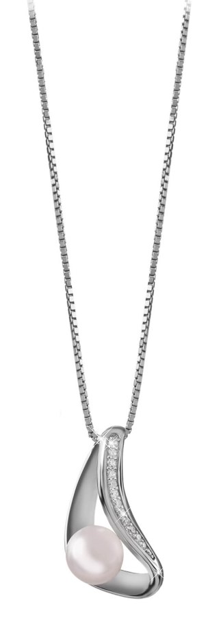 Silver Cat Elegantní náhrdelník se zirkony a perličkou SC297 (řetízek, přívěsek) - Náhrdelníky
