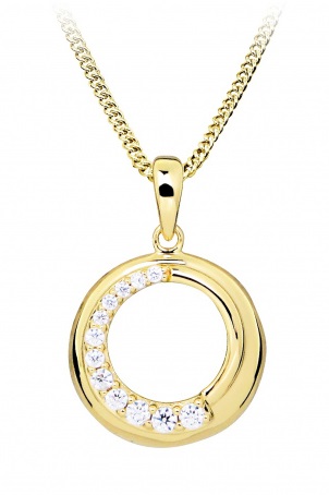 Silver Cat Překrásný pozlacený náhrdelník s kubickými zirkony SC492 (řetízek, přívěsek) - Náhrdelníky