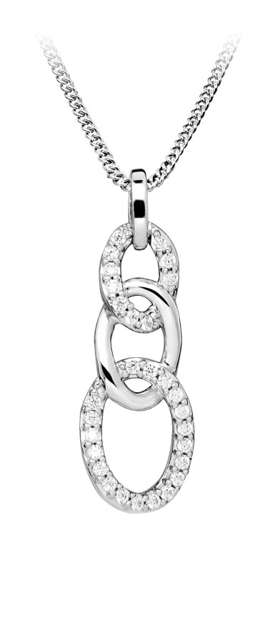 Silver Cat Elegantní stříbrný náhrdelník s kubickými zirkony SC479 (řetízek, přívěsek)