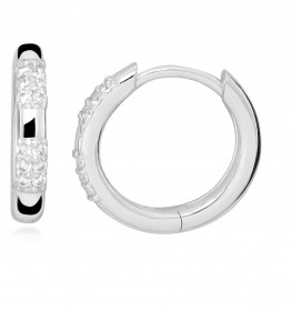Silver Cat Minimalistické stříbrné náušnice s kubickými zirkony SC511 - Náušnice Kruhy
