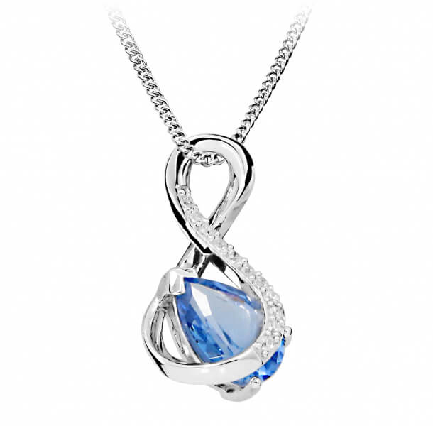Silver Cat Módní náhrdelník s modrým spinelem a zirkony SC411 - Náhrdelníky