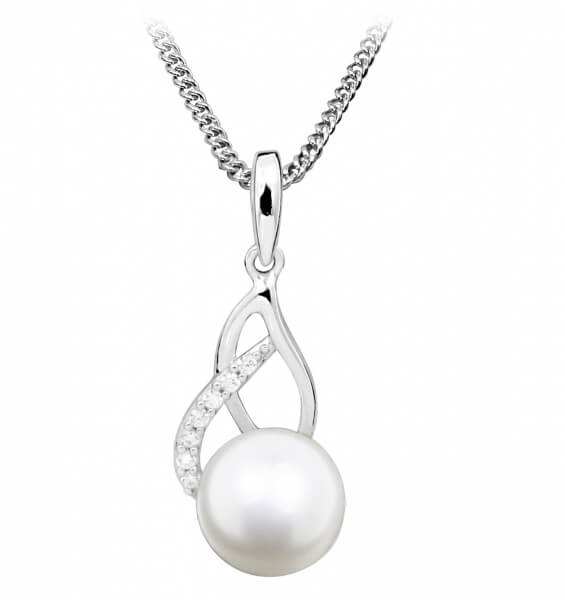 Silver Cat Něžný náhrdelník s perlou a zirkony SC404 (řetízek, přívěsek) - Náhrdelníky