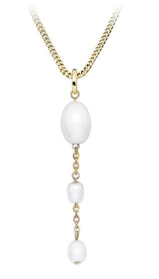 Silver Cat Něžný pozlacený náhrdelník s pravými perlami SC513 (řetízek, přívěsek)