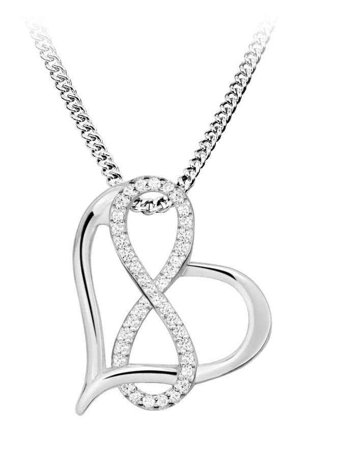 Silver Cat Něžný stříbrný náhrdelník se zirkony SC488 (řetízek, přívěsek) - Náhrdelníky