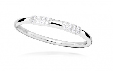 Silver Cat Minimalistický stříbrný prsten se zirkony SC512 58 mm - Prsteny Prsteny s kamínkem