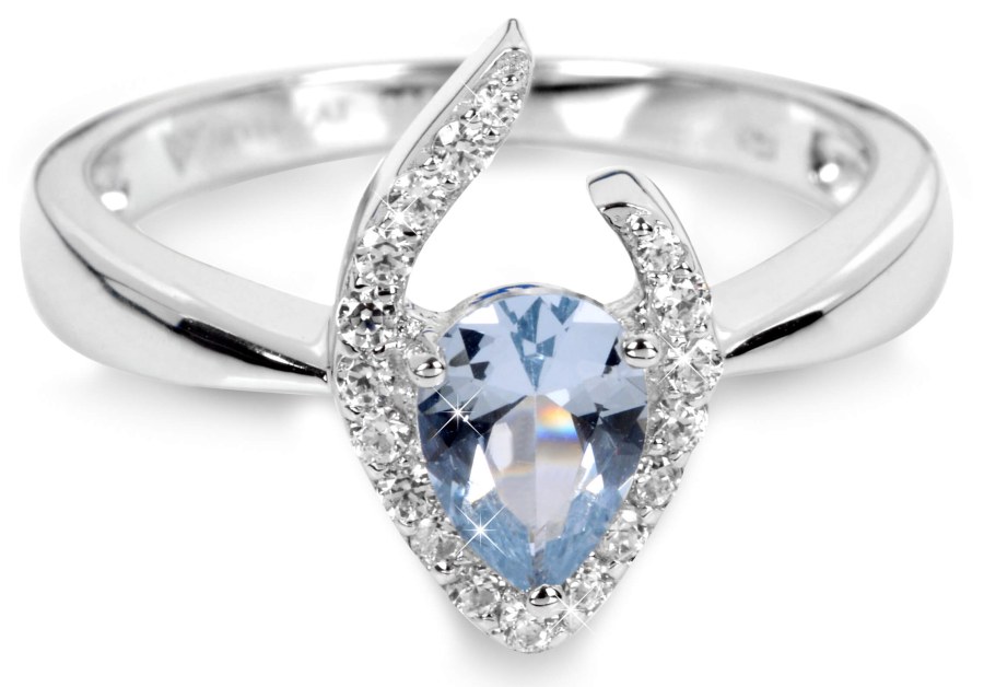 Silver Cat Stříbrný prsten s modrým krystalem SC115 54 mm