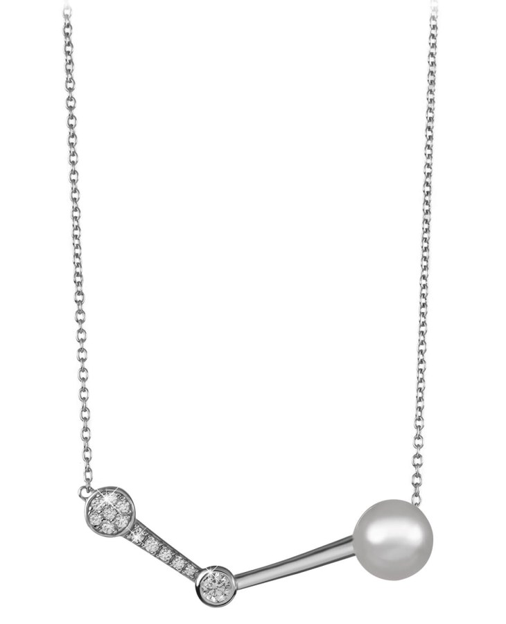 Silver Cat Stylový stříbrný náhrdelník se zirkony a perlou SC337 - Náhrdelníky