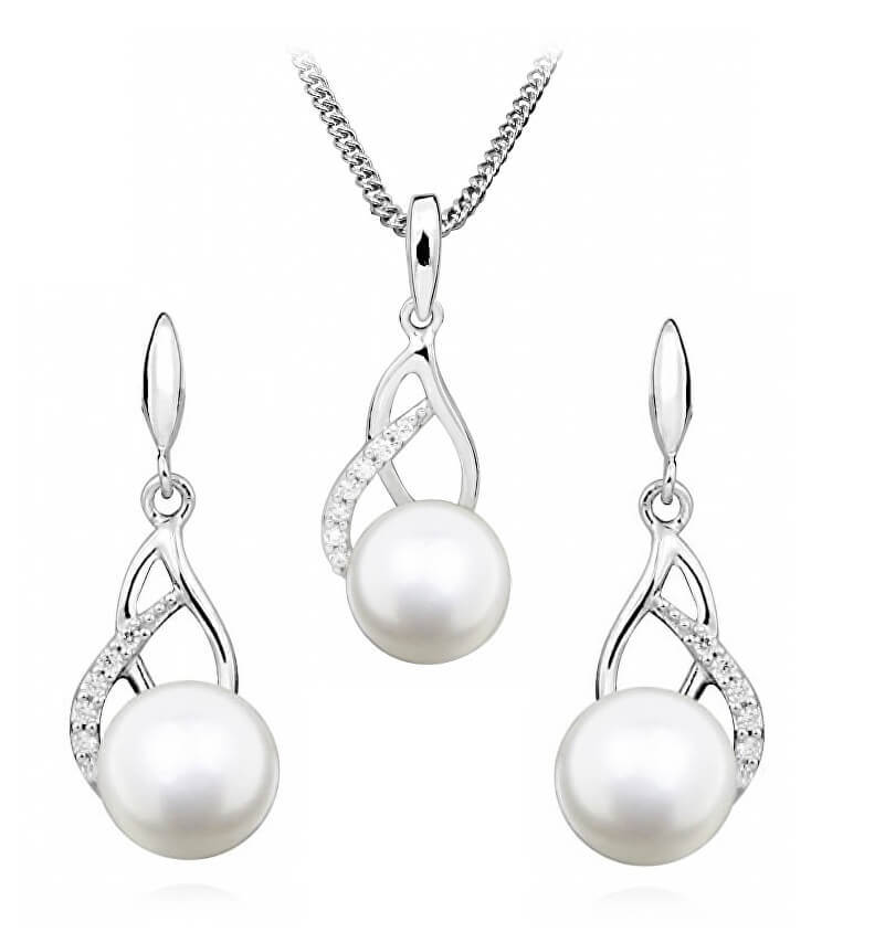 Silver Cat Zvýhodněná sada šperků s perlami SC404, SC405 (řetízek, přívěsek, náušnice) - Náhrdelníky