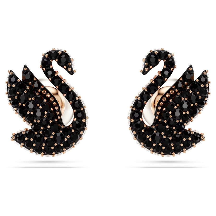 Swarovski Ikonické náušnice s černými krystaly Swan 5684608 - Náušnice Pecky