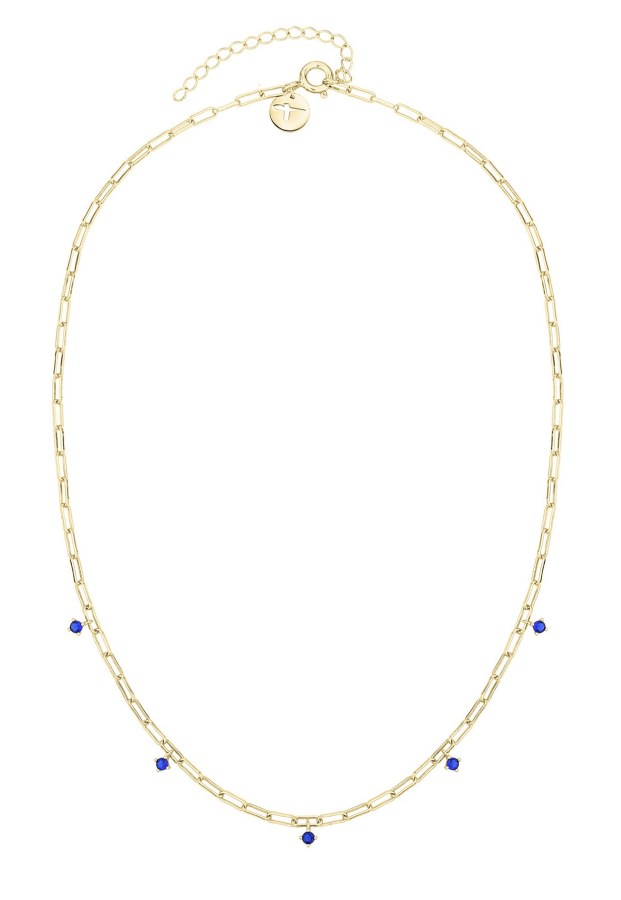 Tamaris Luxusní pozlacený náhrdelník s modrými zirkony TJ-0540-N-45