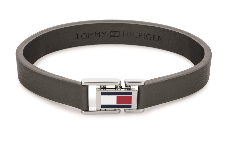 Tommy Hilfiger Šedý kožený náramek s ocelovým zapínáním 2790428 - Náramky Kožené náramky