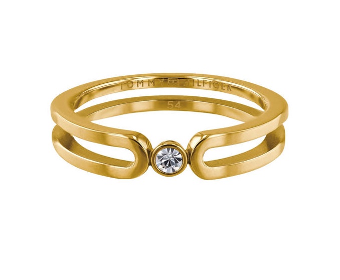 Tommy Hilfiger Jemný pozlacený prsten s krystalem TH2780101 58 mm - Prsteny Prsteny s kamínkem