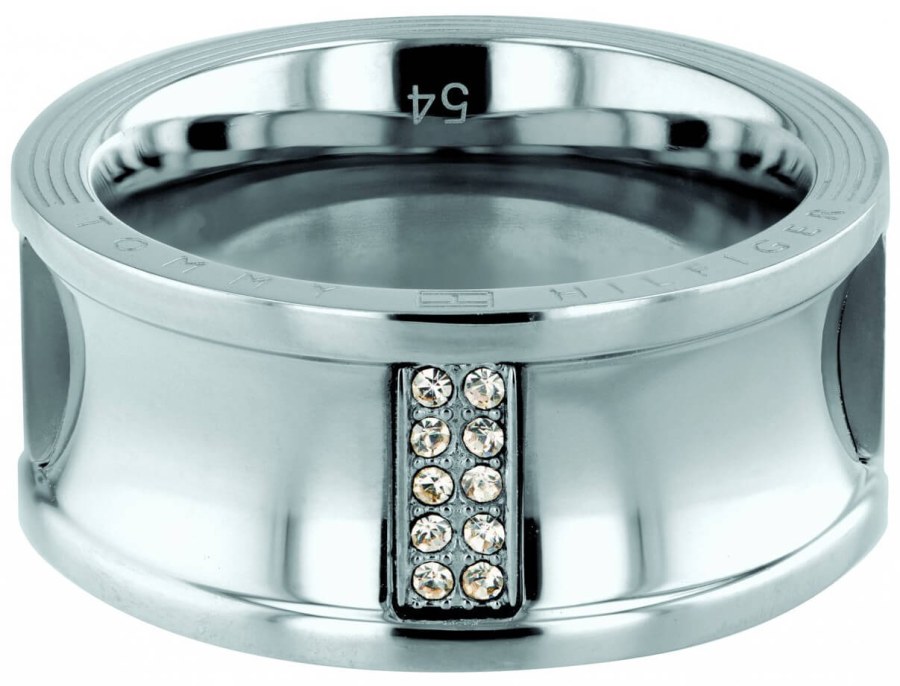 Tommy Hilfiger Luxusní ocelový prsten s krystaly TH2780034 54 mm - Prsteny Prsteny s kamínkem