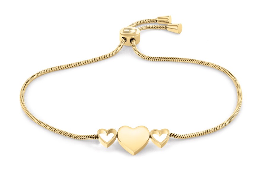 Tommy Hilfiger Moderní pozlacený náramek se srdíčky Hanging Heart 2780713 - Náramky Náramky se symboly
