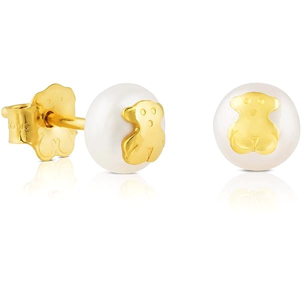 Tous Slušivé zlaté náušnice s pravou perlou a medvídkem 611003200 - Náušnice Pecky