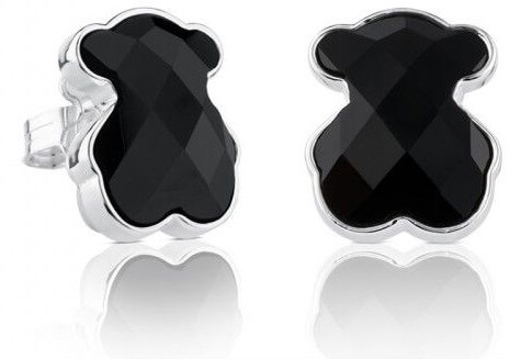 Tous Stříbrné medvídkové náušnice s onyxem Icon Color 715433500 - Náušnice Pecky