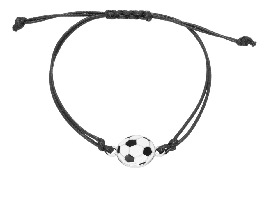 Troli Černý textilní náramek Fotbalový míč - Náramky Kabala náramky