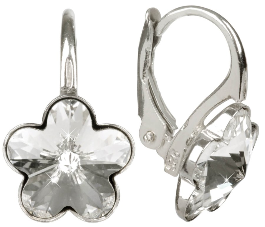 Levien Dívčí stříbrné náušnice Flower Crystal - Náušnice Visací náušnice
